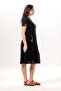 Short Sleeve Waistline V-Neck Summer Voile Dress Black Syh - 5
