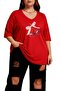 Ribbon-Cheery Printed Large Size V-Neck Oversize Unisex T-Shirt 1Cz4