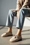 Duvin Beige Women's (2 cm Heeled) Round Toe Laser Perforated Shoes Slippers - 3