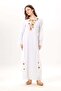 Long Sleeve Aysu Embroidered Crew Neck Şile Fabric Summer Long Dress White Byz - 7