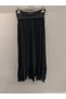 Anthracite Italian Elastic Waist Skirt with Fringed Hem, Straight Cut, Lined Silk Skirt, Size 36 - 40 - 2
