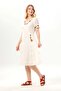 Short Sleeve Belgin V-Neck Summer Voile Dress Cream Krm - 4