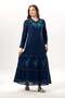 Long Sleeve Venice Embroidered Şile Fabric Authentic Long Dress Navy Blue Lcvt - 6