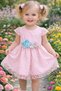Lace Evening Dress for Girls, Pink Color, Floral Detail, Birthday Dress, 1-4 Years Old - 2