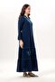 Long Sleeve Venice Embroidered Şile Fabric Authentic Long Dress Navy Blue Lcvt - 4