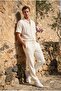 Calvert Tensel Cotton Fabric Striped Relaxed Fit Men's Trousers - Ecru - 3