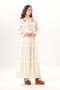 Long Sleeve Zeynep Crew Neck Embroidered Long Voile Dress Cream Krm - 4