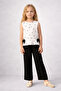 Girl's Polka Dot Blouse & Pants Set (Ecru-Black)