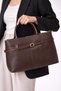 Faux Leather Women's Hand and Shoulder Bag with Belt Detail - 4