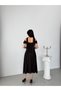 Brown Shoulder Scarf Detailed Lace Fabric Midi Evening Dress - 5