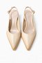 Women's Beige 7 Santim Heel Pointed Toe Women's Classic Leather Heeled Shoes Non-Slip Sole