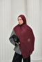 Geometric Pattern Cotton Ayrobin Jacquard Shawl Women's Dark Burgundy Plum - 3