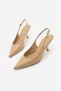 Women's Stiletto Pointed Toe Open Back Gold Metal Heel Classic Heeled Shoes Rente Beige - 3