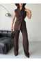 Stylish and Modern Two-Piece Set Featuring a Sleeveless Long Vest and High-Waisted Pants. - 7