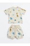 Unisex Baby Cotton Giraffe Patterned T-Shirt and Shorts Set