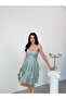 Mint Thin Strap Skirt with Flounces and Glitter Evening Dress Graduation Dress - 3
