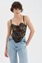Women's Lace Fabric Detailed Underwire Design Blouse Corset - 5