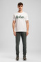 Londonlogo Men's Regular Fit 100% Cotton Printed Crew Neck T-Shirt White