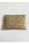 Star Patterned Shiny Portfolio & Clutch Bag -Gold - 4