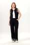 Nirvana Elastic Waist Muslin Embroidered Trousers with Double Side Pockets Black Syh