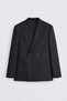 Black Double-Breasted Striped Men's Suit - 7