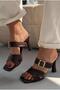 Norden Light Brown Matte Leather Women's Heeled Slippers - 4