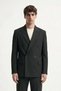 Black Double-Breasted Striped Men's Suit - 4