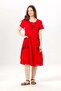 Short Sleeve Nile Voile Knee Length Double Pocket Embroidered Summer Dress Red Krmz - 6
