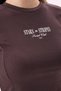 Crep Women's Stars and Stripes Printed Crew Neck Crop t Shirt Slim Fit Viscose Ribbed Brown - 4