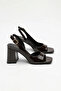 Doria Flat-Toe Heeled Sandals - Brown Patent Leather