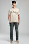 Londonlogo Men's Regular Fit 100% Cotton Printed Crew Neck T-Shirt Beige