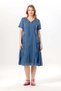 Short Sleeve Aynur Crew Neck Pocketed Summer Voile Short Dress Indigo Indg