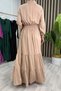 Sevde Dress Viscose Fabric Women's Mink Dress with Elastic Waist and Tie Detail at the Neck, Hijab Dress - 4