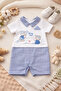 100% Cotton Baby Boy Romper with Collar, Short Sleeves, Snap Buttons at the Bottom, Summer One-Piece Baby Romper - 3
