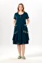 Short Sleeve Nile Voile Knee Length Double Pocket Embroidered Summer Dress Petrol Ptrl - 6