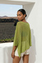 Women's Asymmetrical Transparent Knitwear Cape Poncho Green 26S3044 - 2