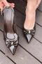 Lorvani Stiletto Light Brown Matte Leather with Bow Detail - 8