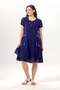 Short Sleeve Nile Voile Knee Length Double Pocket Embroidered Summer Dress Purple Purple - 6