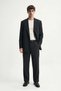 Black Double-Breasted Striped Men's Suit - 2