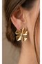 Flower Model Gold Steel Earrings with Stones in the Center - 2
