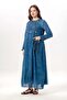 Long Sleeve Sultan Single Pocket Summer Long Poplin Dress Indigo Indg - 6