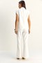 Women's White Accessory Detailed Padded Blouse High Waist Ribbed Trousers Set 60627 60286092 - 7