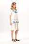 Short Sleeve V-Neck Venice Embroidered Şile Fabric Authentic Summer Short Dress Cream Krm - 4