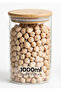 Vacuum Bamboo Lid Borosilicate Glass Jar Set - 6-Piece 1000 ml Food Storage Container (10X15 cm) - 3