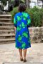 Robadan Pleated Blue Green Rose Dress - 3