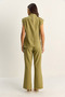 Women's Green Accessory Detailed Padded Blouse High Waist Ribbed Trousers Set 60627 60286092 - 8