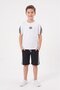 White Logo T-Shirt and Stripe Detailed Shorts Boys' Set 23812