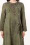 Long Sleeve Sultan Single Pocket Summer Long Poplin Dress Khaki Hk - 3