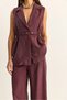 Plum Waist Elastic Buckle Detail Lined Vest Double Pleated Loose Trousers Modal Suit 9409 60286093 - 6