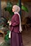 V-Neck Muslim Hijab Shirt with Elastic Sleeves, Plum - 2